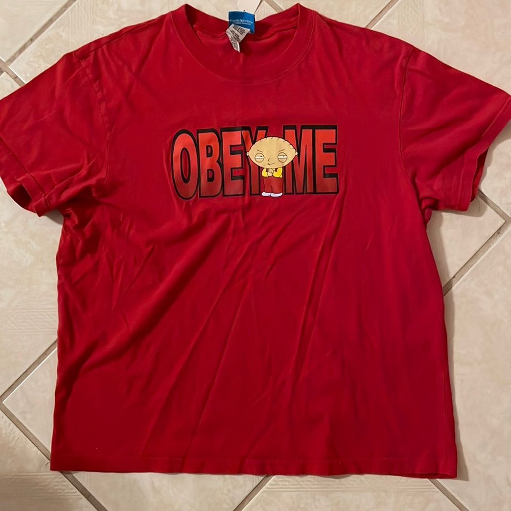 Family Guy Stewie Obey Me T-shirt. Size Large.